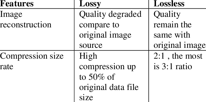 Lossy and Lossless Comparison Diagram